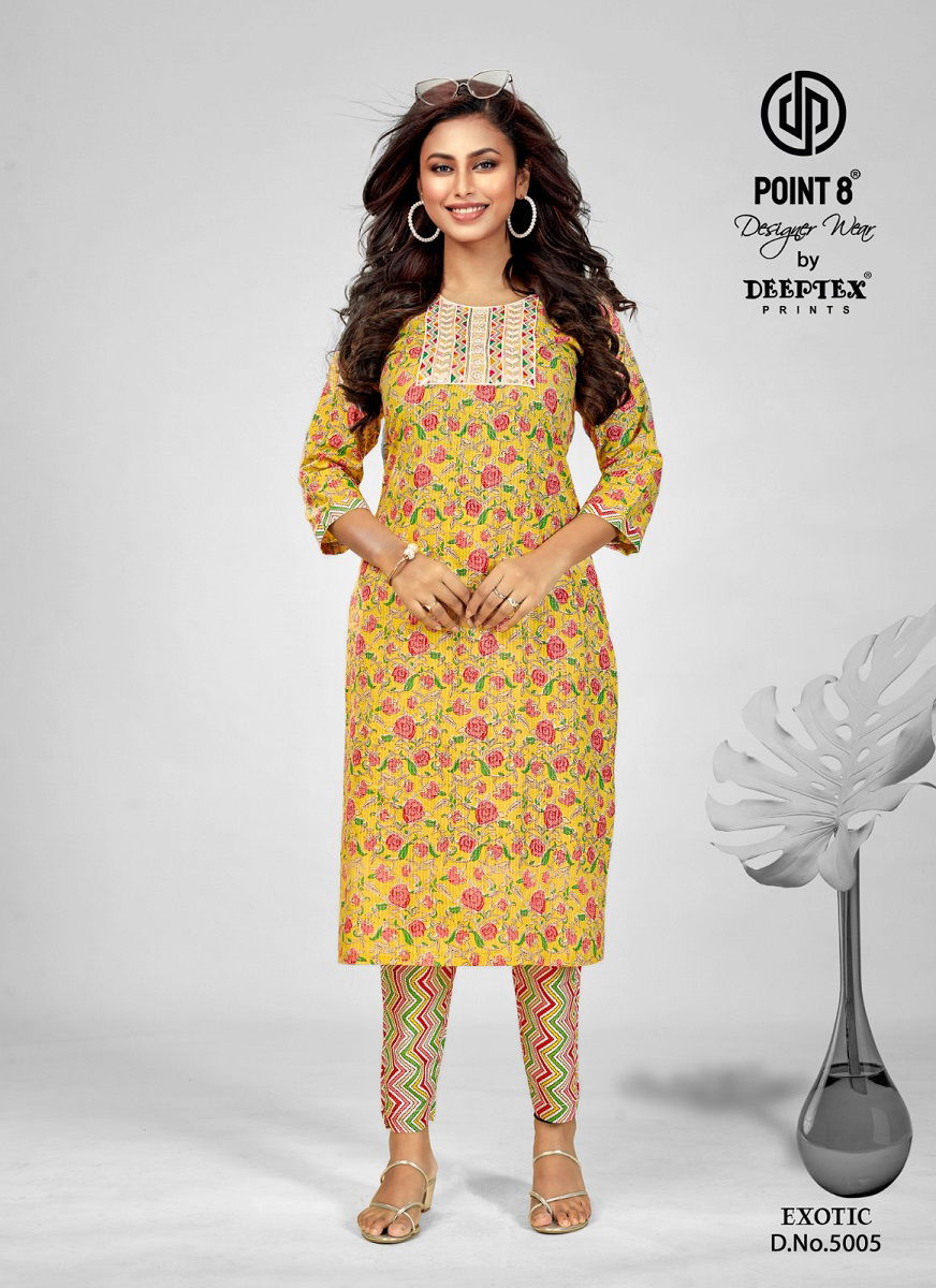 Exotic Vol 5 By Deeptex 5001 To 5008 Kurti With Bottom Wholesale Market In Surat
